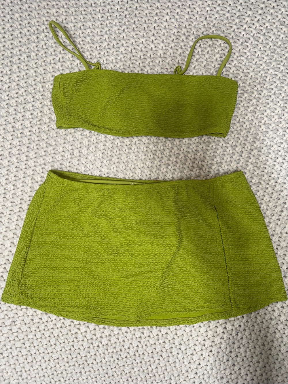 Green Knit Mini Skirt - Women's Olive Green Skirt